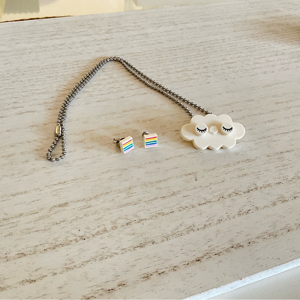 New set Cloud with rainbow earrings